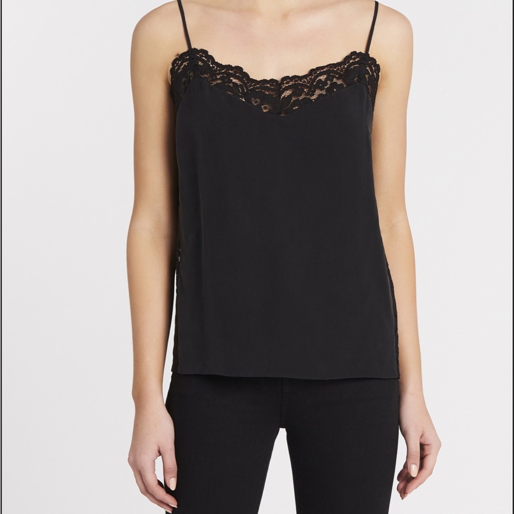 NWOT - L’AGENCE Janet Lace Trim Tank - Black, L